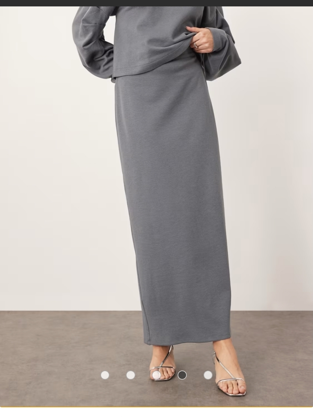 ASOS ARRANGE textured jersey column maxi skirt in charcoal  NEW LARGE